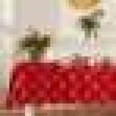 Скатерть Этель "Пуансеттия" цв.красный, 142*180 +/-3 см, 115 ±10 гр,100% п/э