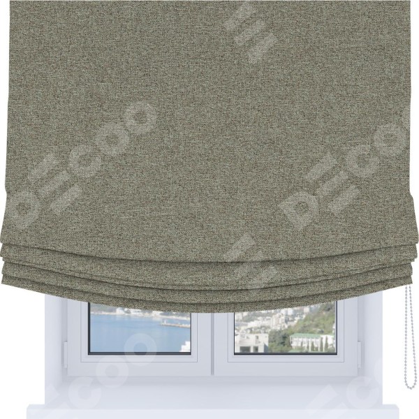 Римская штора Soft с мягкими складками, ткань лён блэкаут светло-бежевый