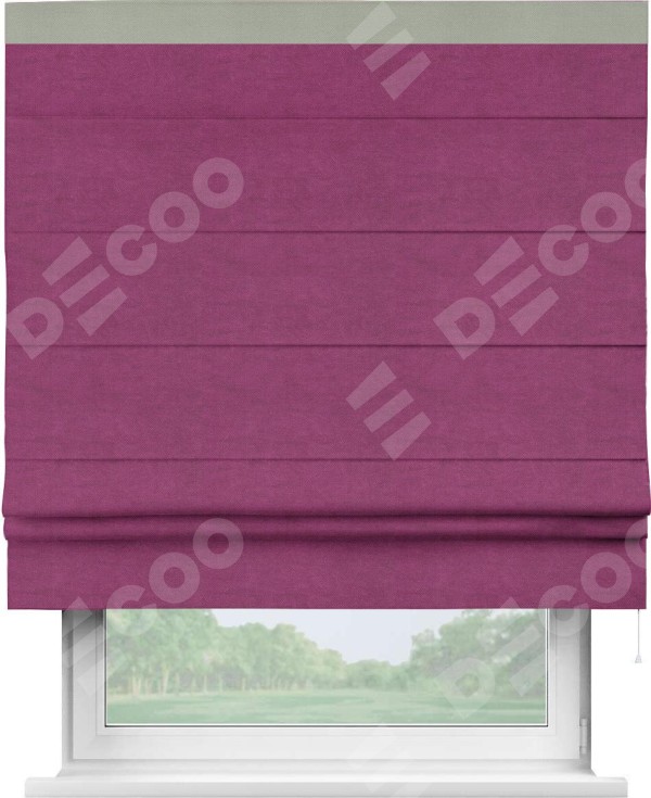Римская штора «Кортин» с кантом Кинг, для проема, ткань вельвет фиолетовый