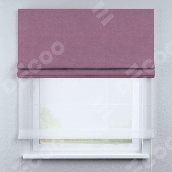 Римская штора «Кортин» день-ночь, ткань вельвет лиловый