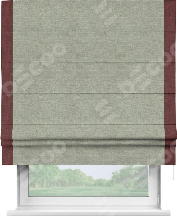 Римская штора «Кортин» с кантом Стрим Дуо, для проема, ткань лён кашемир серый new