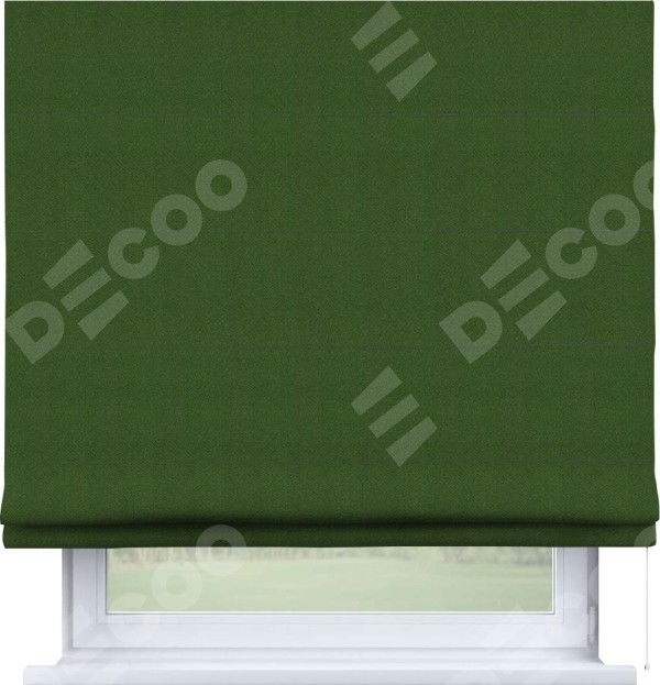 Римская штора «Кортин» для проема, ткань блэкаут однотонный, зелёный перламутр