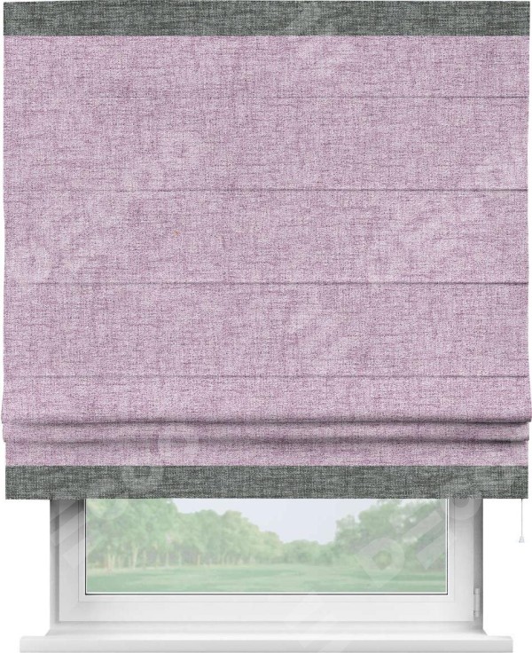Римская штора «Кортин» для проёма, рогожка димаут розовый, с кантом Горизонт