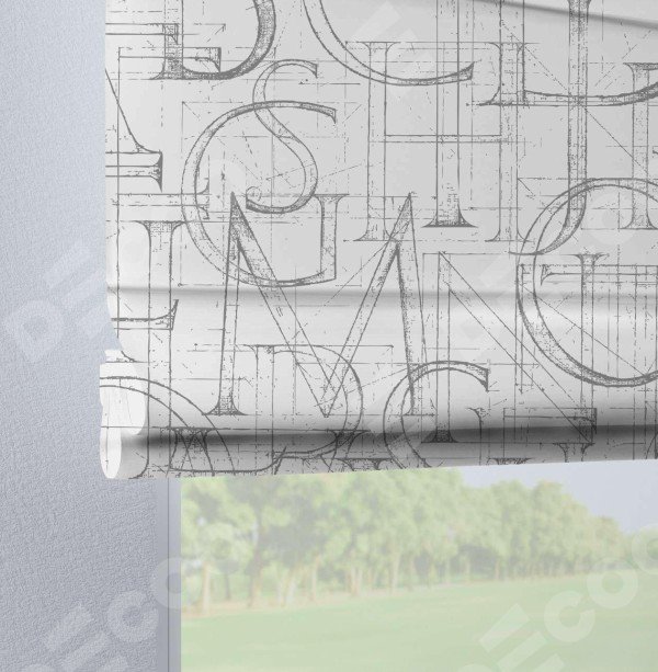 Римская штора на петлях «Античные буквы»