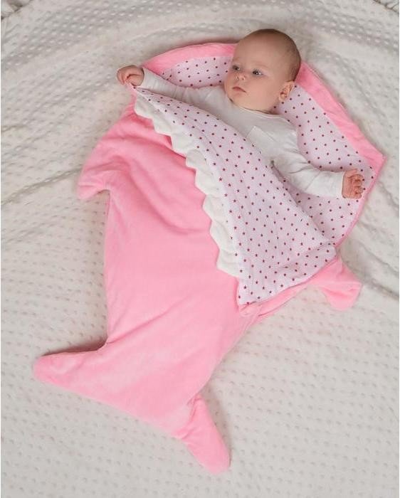Одеяло (конверт) для детей Крошка Я «Акула» цвет розовый, 48х83 см, чехол полиэстер, подклад хлопок