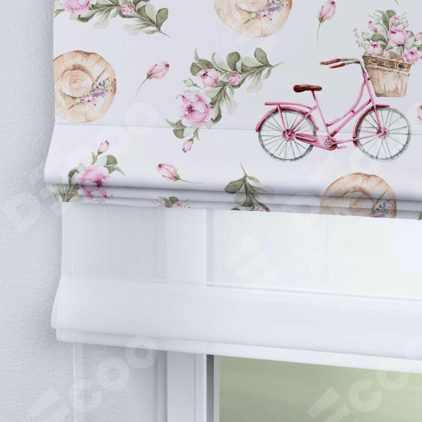Римская штора «Кортин» день-ночь «Розовый велосипед»